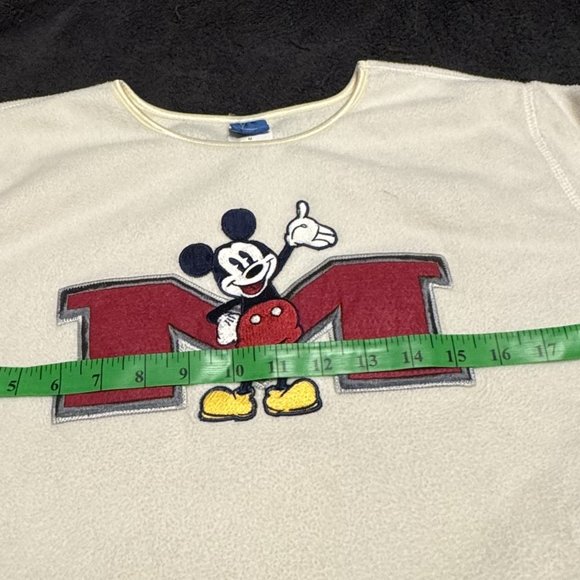 Vintage Disney’s Mickey Mouse Sweatshirt Crewneck Size M Off-White Embroidered - Picture 7 of 9
